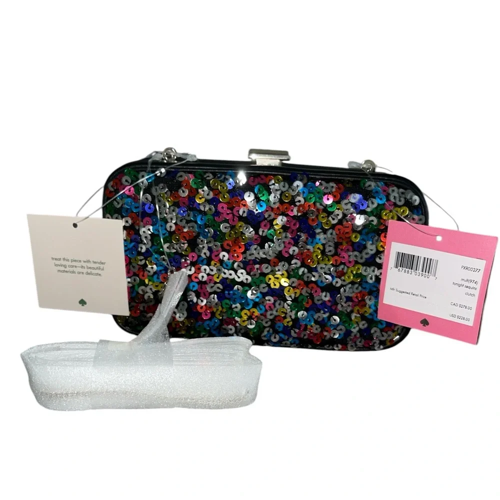 KATE SPADE TONIGHT SEQUINS EMBELLISHED FLUTCH CROSSBODY